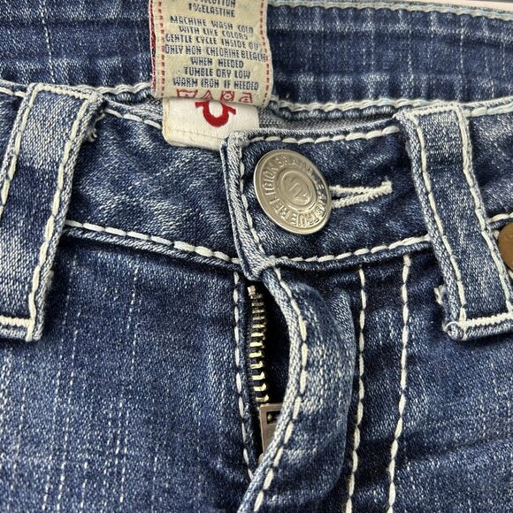 Vintage True Religion Rainbow Joey Jeans Womens 28 Low Rise Flare USA Distressed - Picture 10 of 16